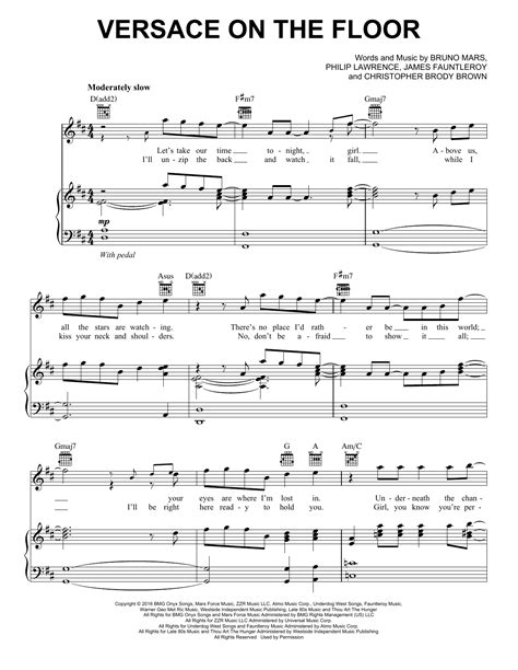 versace on the floor music sheet|Versace On The Floor by Bruno Mars Sheet Music for .